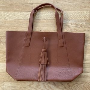Brown Faux Leather Tote